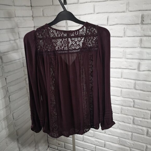 American Eagle Outfitters Ladies Burgundy Long Sleeves Blouse - Picture 2 of 14